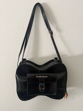 Doc Martens Black Patent Vegan Leather Bow Bag